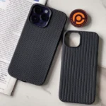 iPhone 16 Pro Max Woven Design Leather Feel Case - Image 3